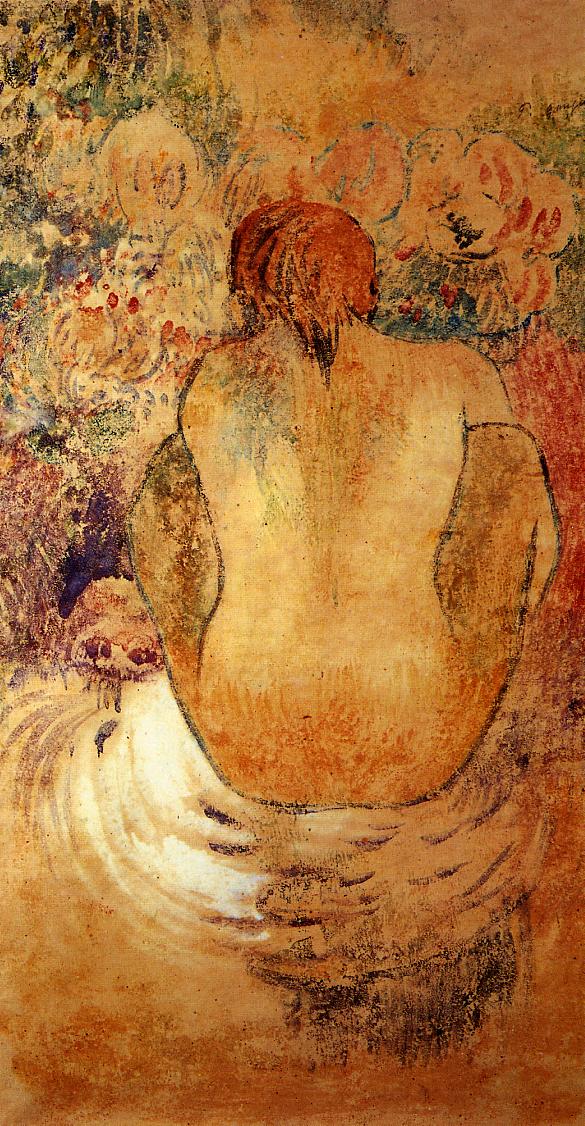 Crouching Marquesan Woman See from the Back - Paul Gauguin Painting